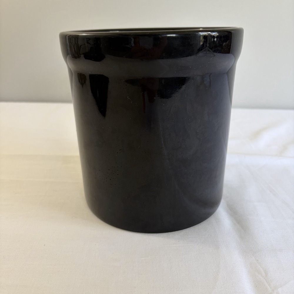 Invitations Black Ceramic Utensil Holder Crock Gloss Canister No chips/No Cracks
